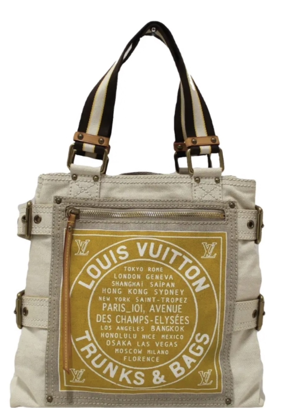 Louis Vuitton Limited Edition Beige Canvas Trunks & Bags Tote with Mustard Panel